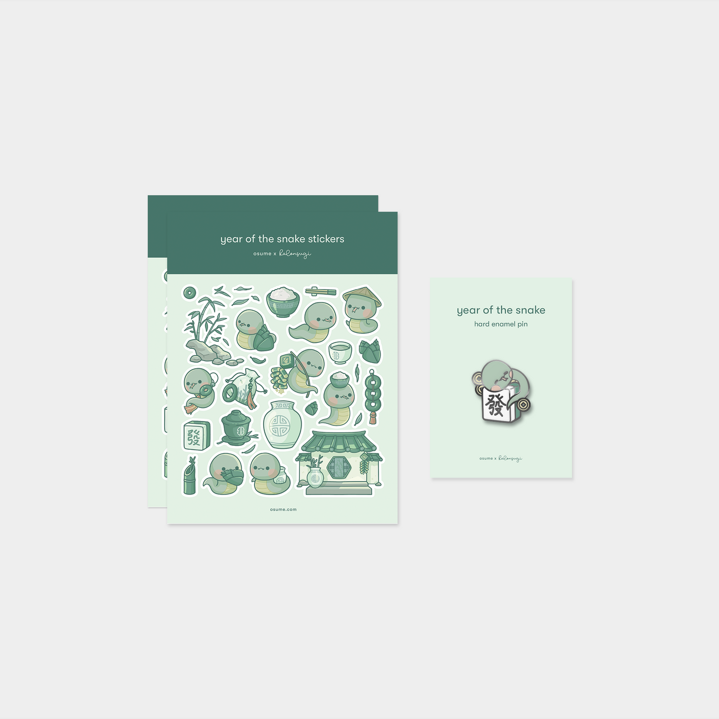 year of the snake pin and sticker bundle